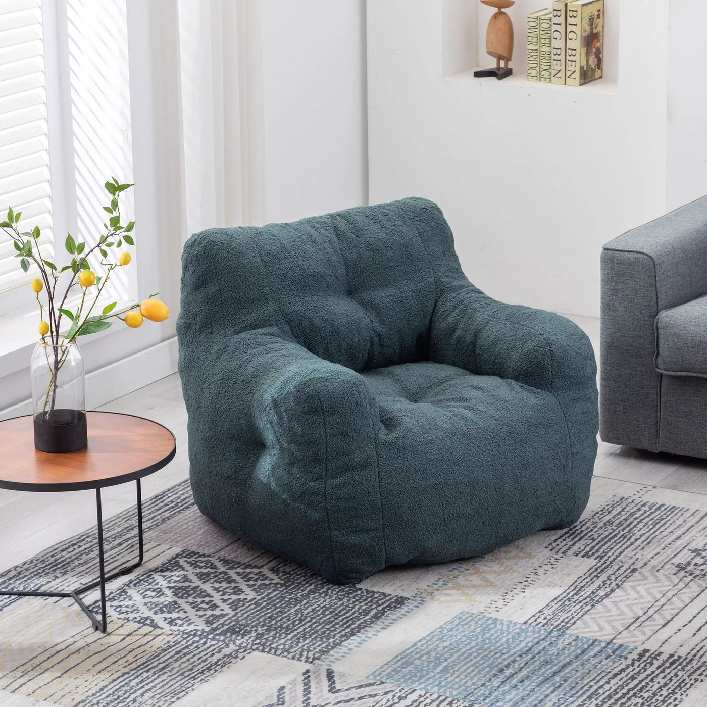 Soft Teddy Fabric Tufted Foam Bean Bag Chair With Teddy Fabric by HouseOfZazla