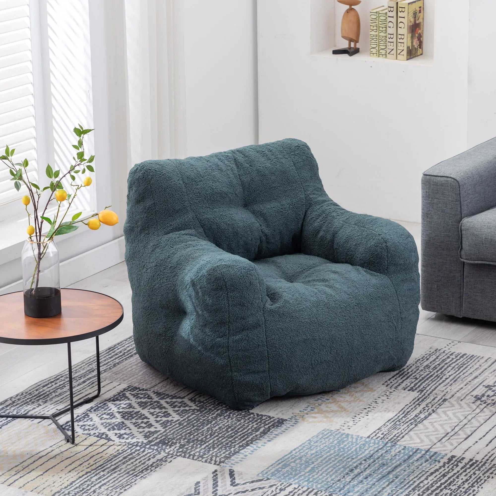 Soft Teddy Fabric Tufted Foam Bean Bag Chair With Teddy Fabric by HouseOfZazla