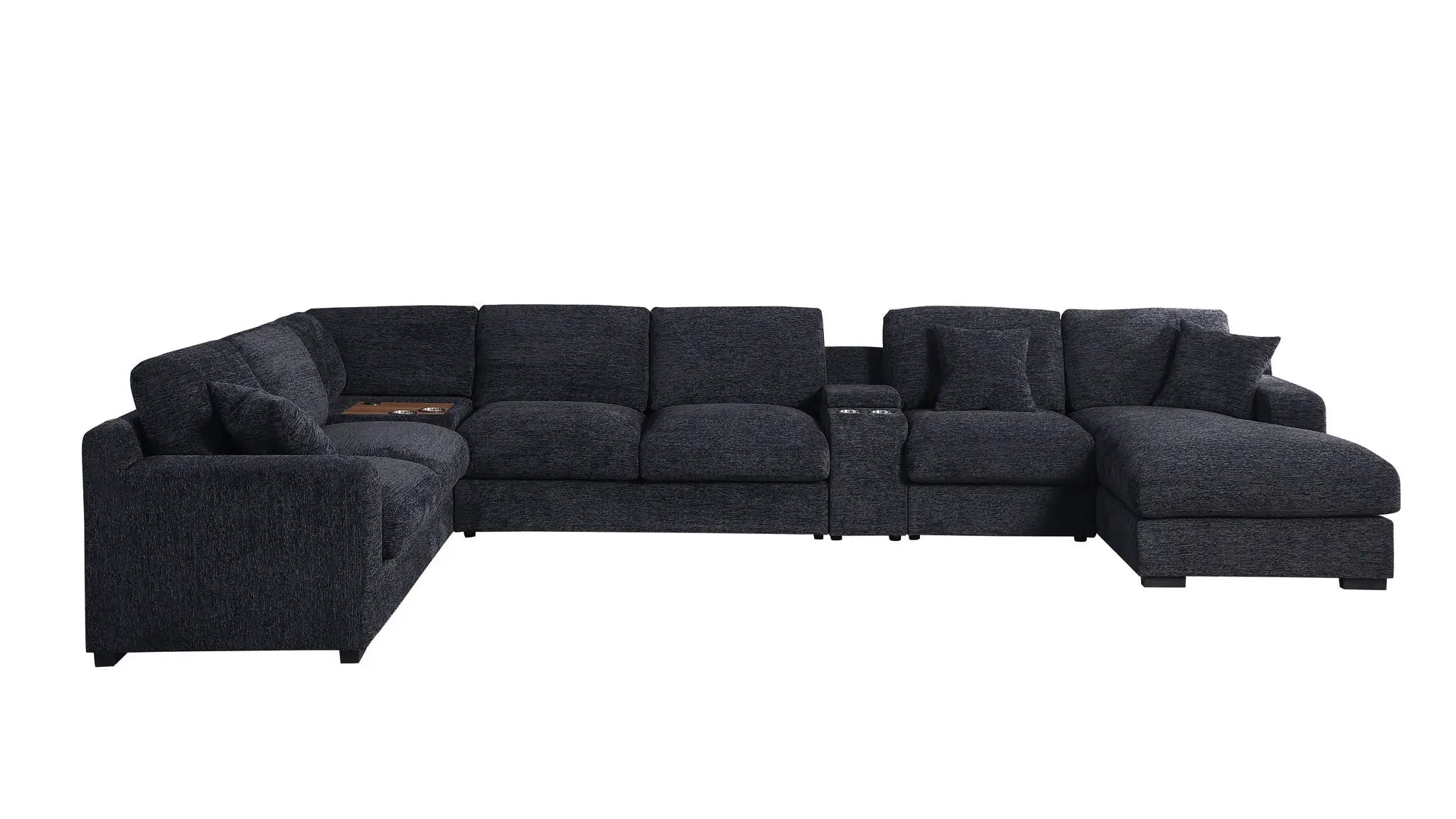 Celine - Fabric Corner Sectional Sofa With Right-Facing Chaise, Cupholders, And Charging Ports by Unique Piece Furniture