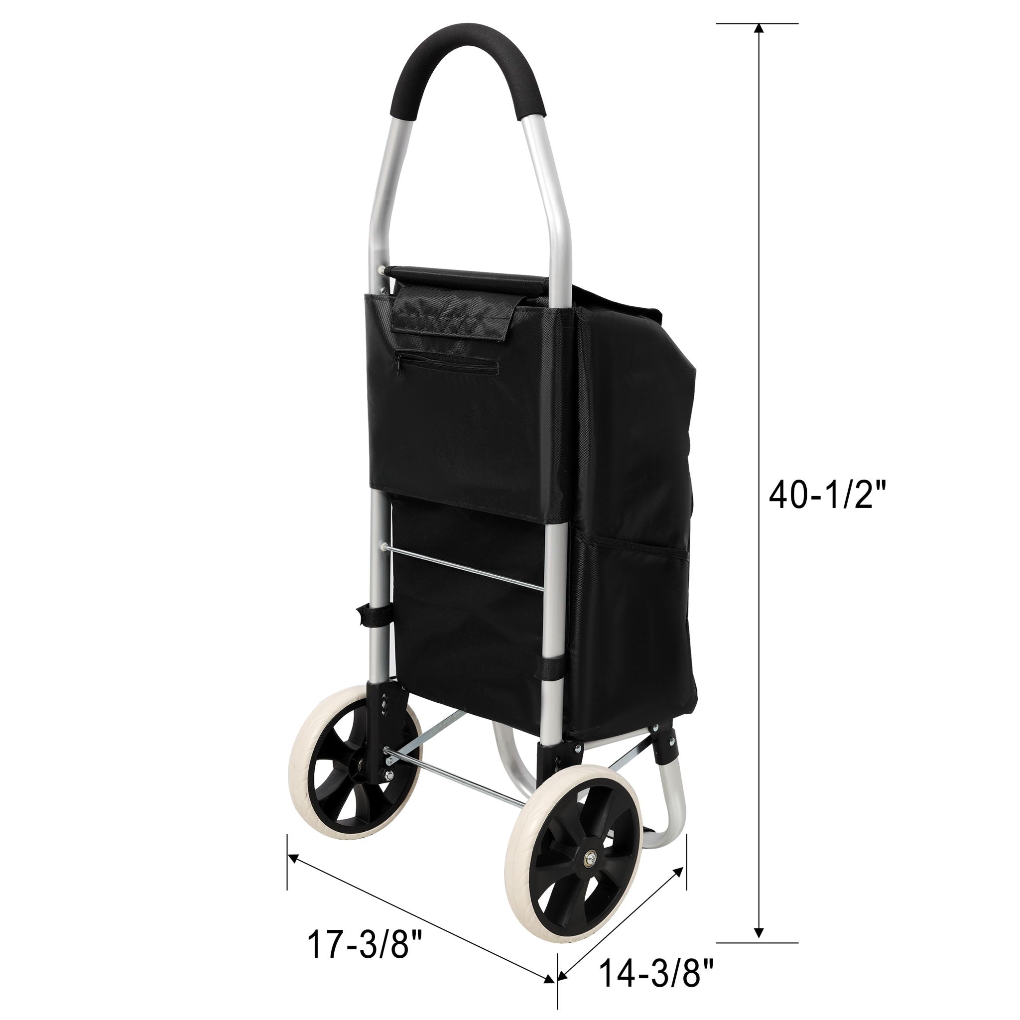 Foldable Shopping Trolley With Wheels And Removable Waterproof Bag - Black by HouseOfZazla