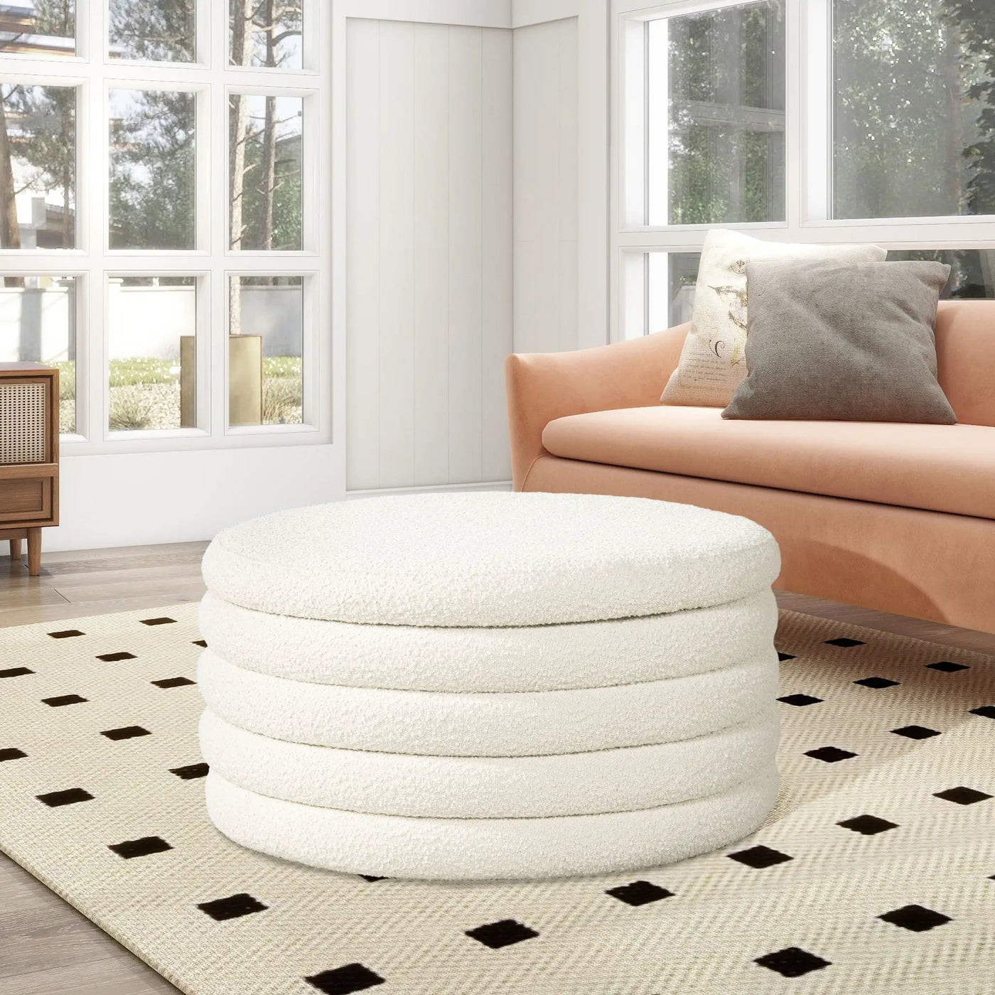 Fuji - Oversized Round Storage Ottoman by Unique Piece Furniture