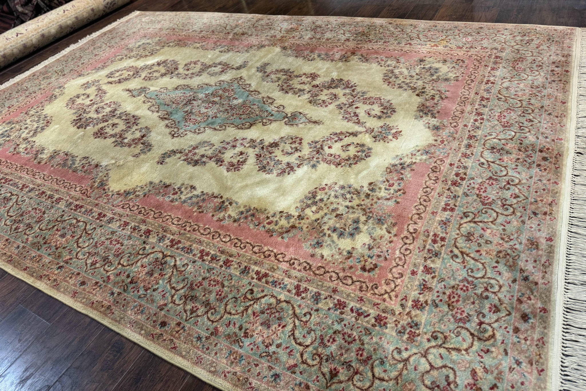 Karastan Rug 8.8 x 12, Pastel Ivory Kirman Rug #784, Wool Karastan Carpet, Original 700 Series, Vintage Karastan Area Rug, Discontinued by Jewel Rugs