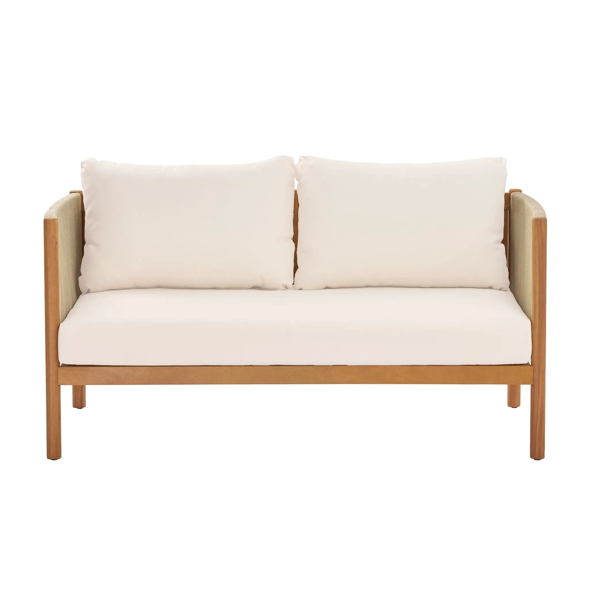 Outdoor Loveseat and Coffee Table Set with Acacia Wood Frame in Teak Look by HouseOfZazla