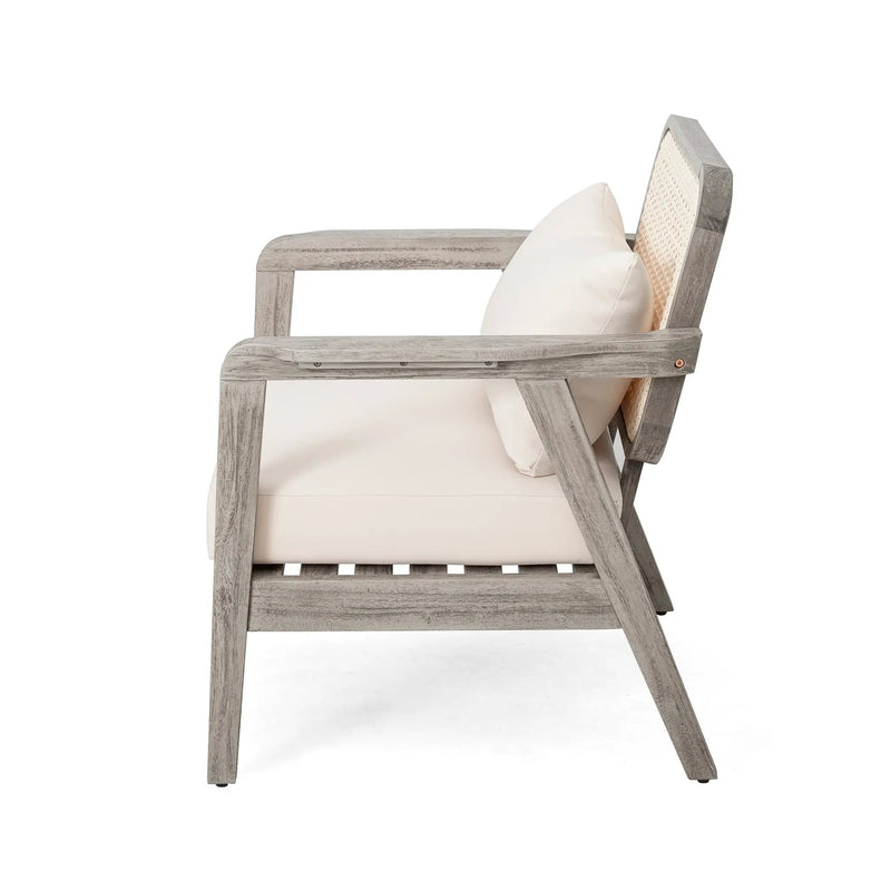 (Set of 2) Outdoor Acacia Wood Patio Club Chairs with Cushions by HouseOfZazla