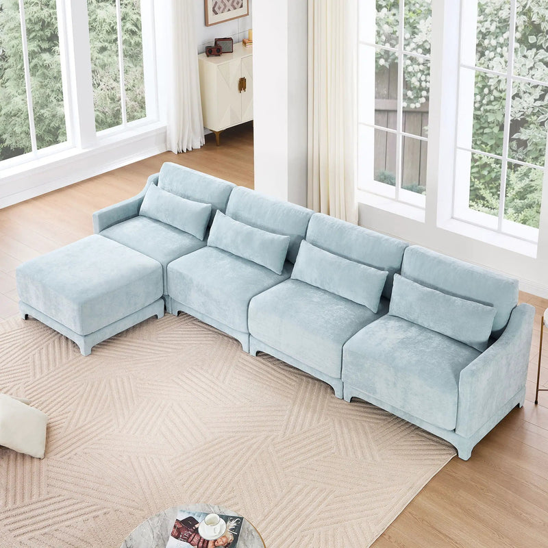 Stylish Sofa With Ottoman And Lumbar Pillows, Ergonomic Design by HouseOfZazla