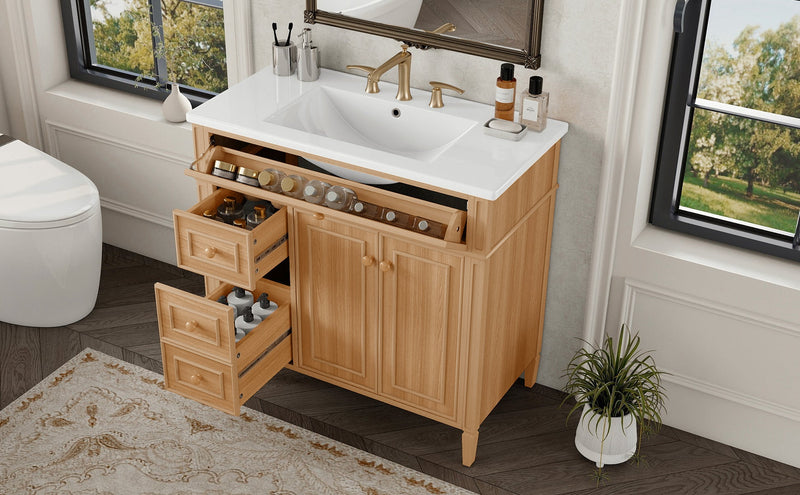 36" Bathroom Vanity with Sink, Solid Wood & MDF Cabinet by HouseOfZazla