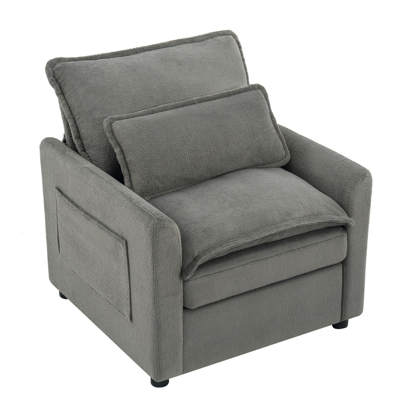 Modern Single Seat Accent Chair With Side Storage Pockets by HouseOfZazla