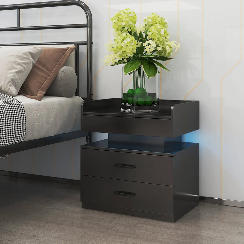 1 Set Nightstand with Adjustable LED Strip Light by HouseOfZazla