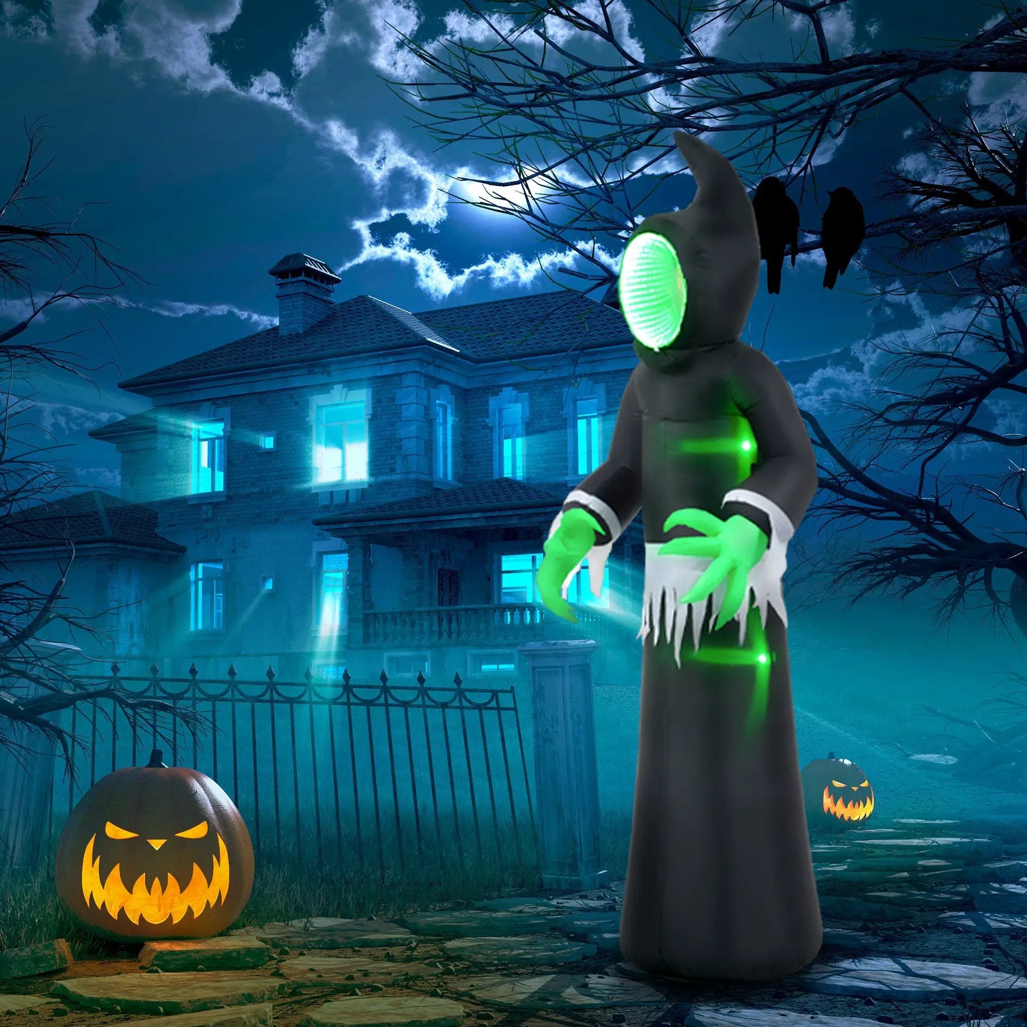 HOMCOM 8ft Inflatable Halloween Decoration Mirror Face Ghost by HouseOfZazla