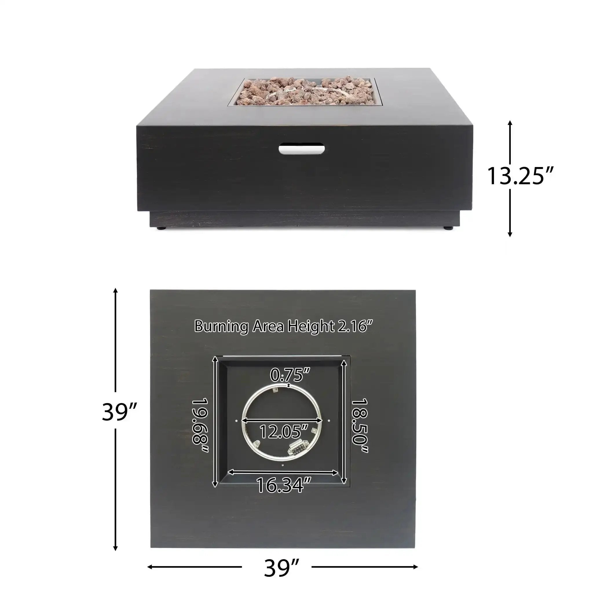 Modern Square Fire Pit With 50,000 BTU by HouseOfZazla