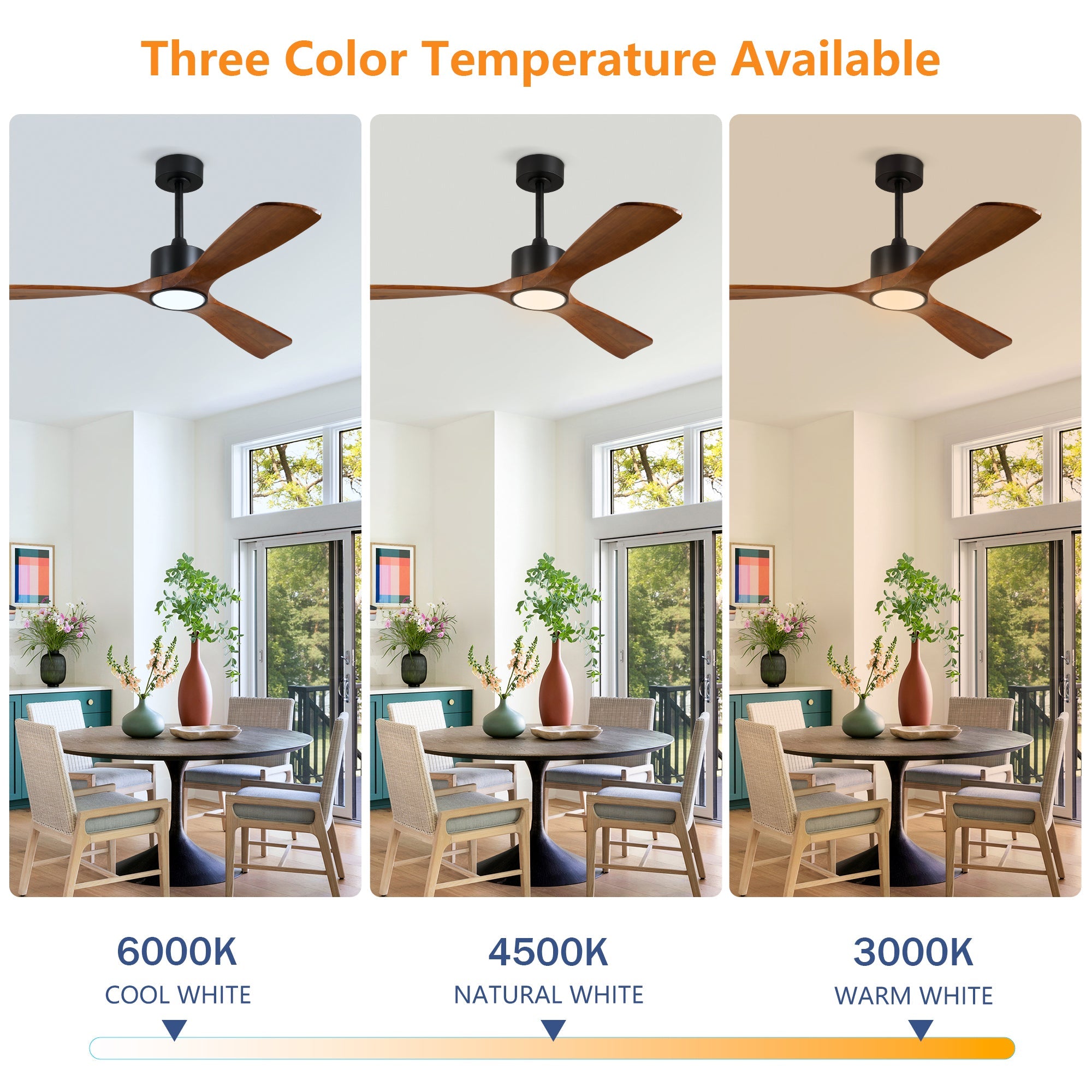 52 Inch Solid Wood Ceiling Fan with Light Kit and Remote Control by HouseOfZazla