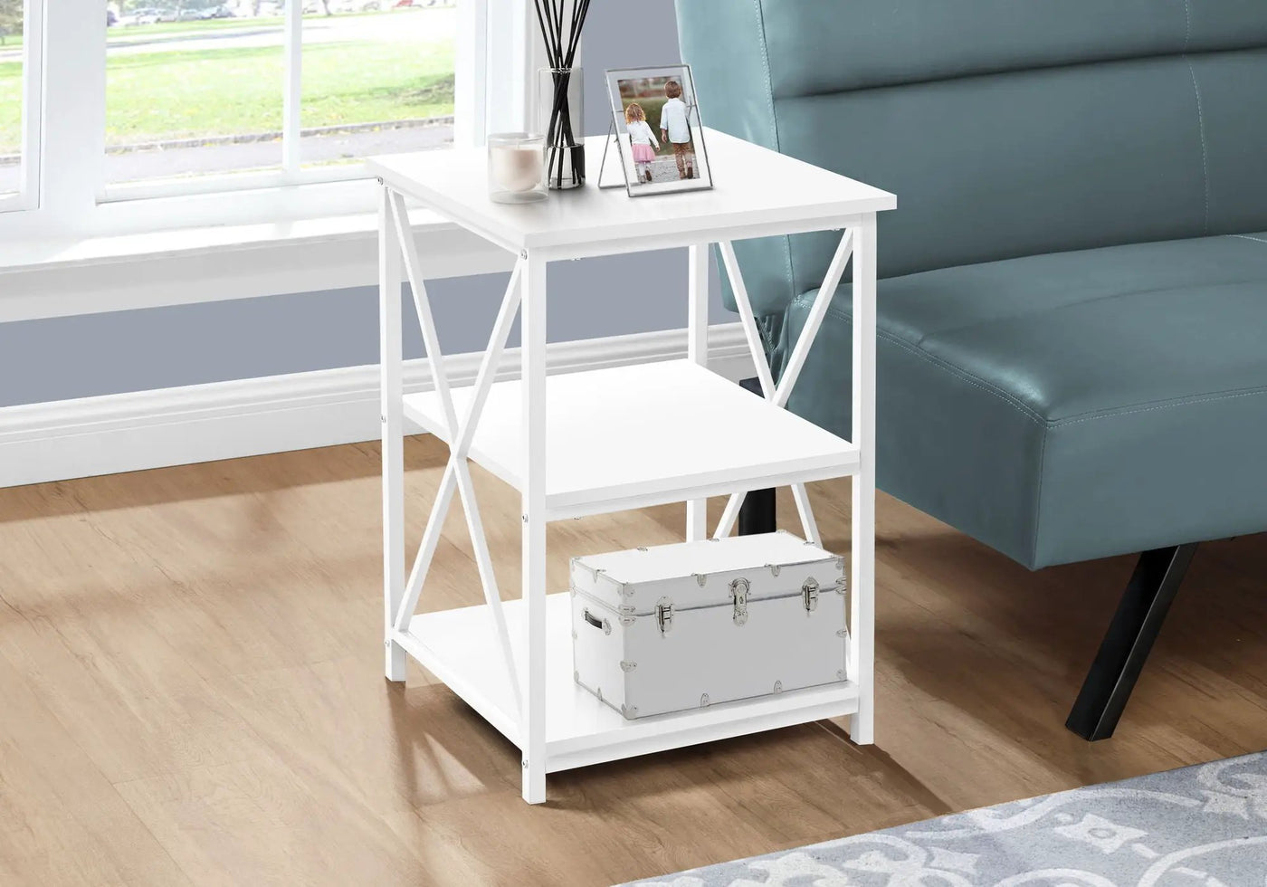 3 Tier Accent Table Side Marble Look Contemporary & Modern by HouseOfZazla