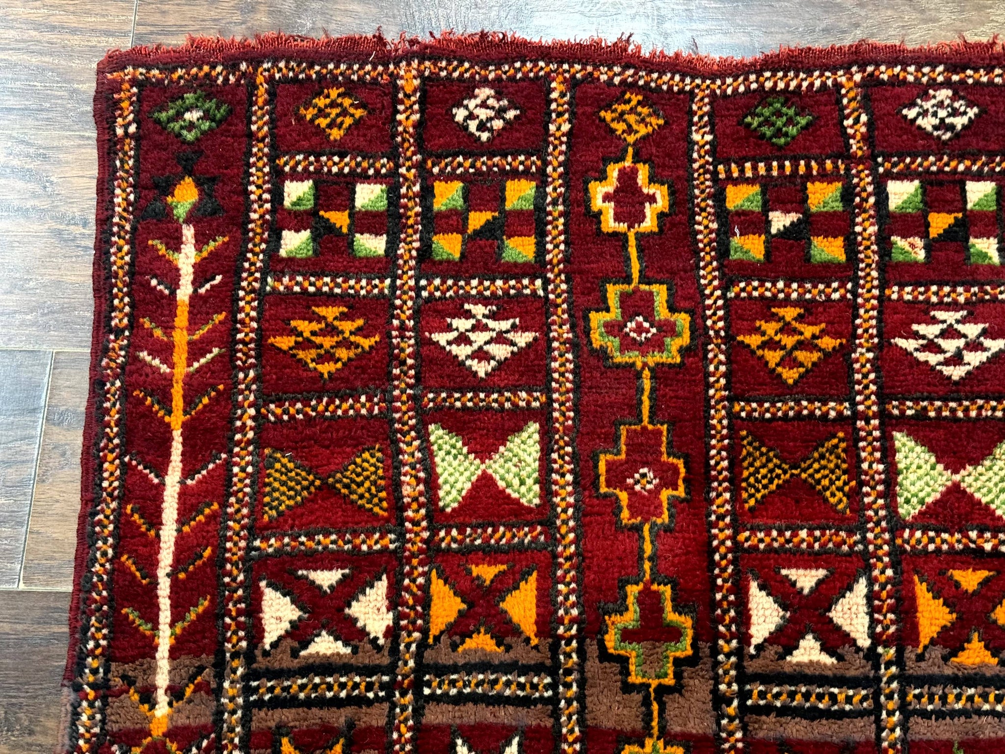 Moroccan Berber Tribal Rug 3x5, Geometric Area Rug, Red Orange Brown by Jewel Rugs