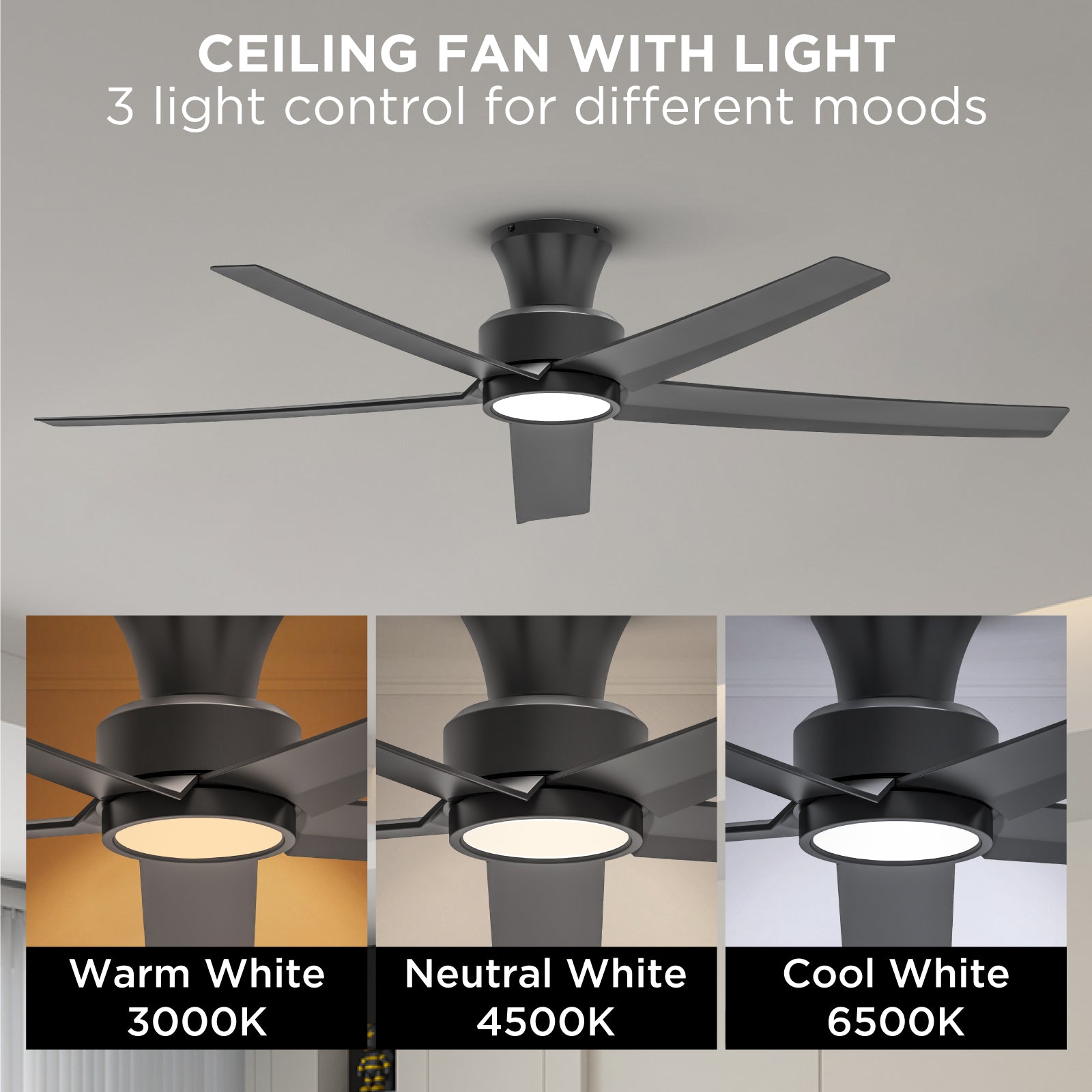 52 Inch Ceiling Fan with Light, Reversible DC Motor and Remote by HouseOfZazla