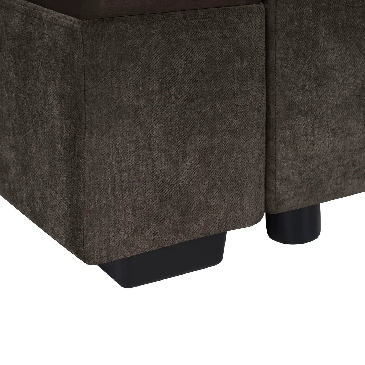 Modern L Shaped Sectional Sofa With Upholstery And Wooden Storage by HouseOfZazla