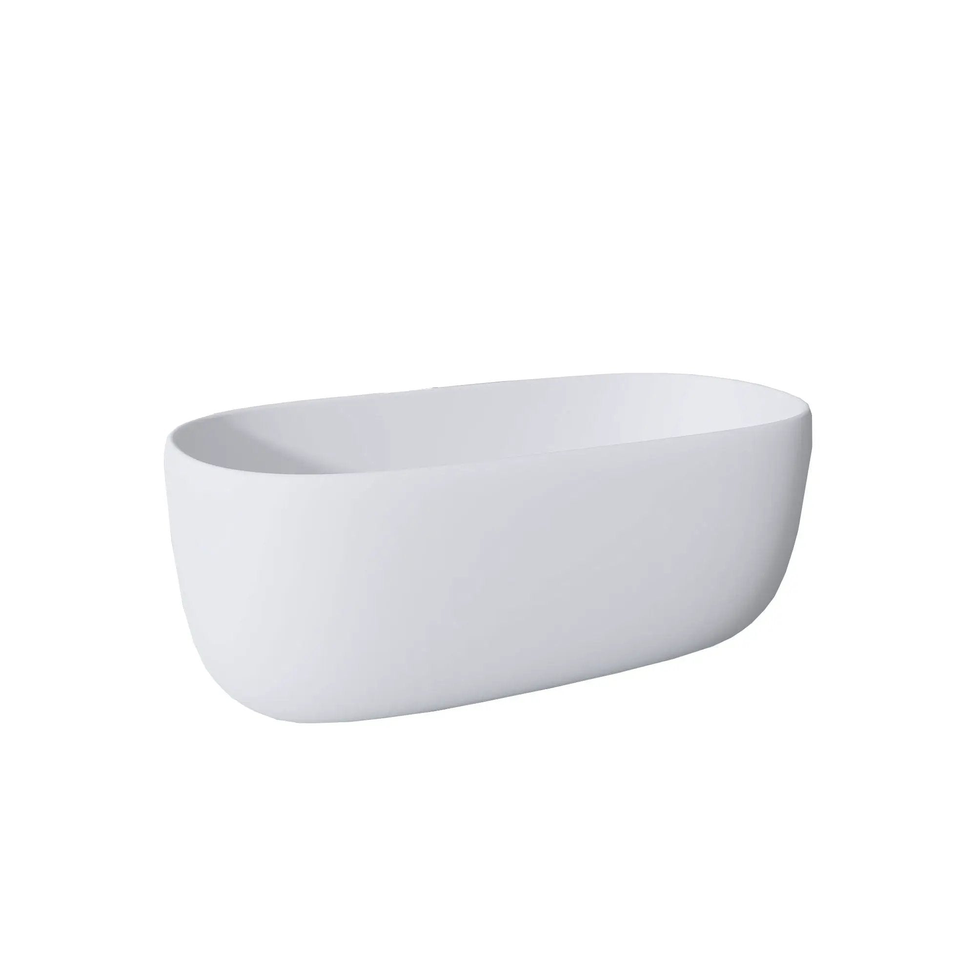 Freestanding Bathtub Resin Stone Soaking Bathtub Solid Surface Modern Tubs With Overflow And Pop-Up Drain - Matte White by HouseOfZazla