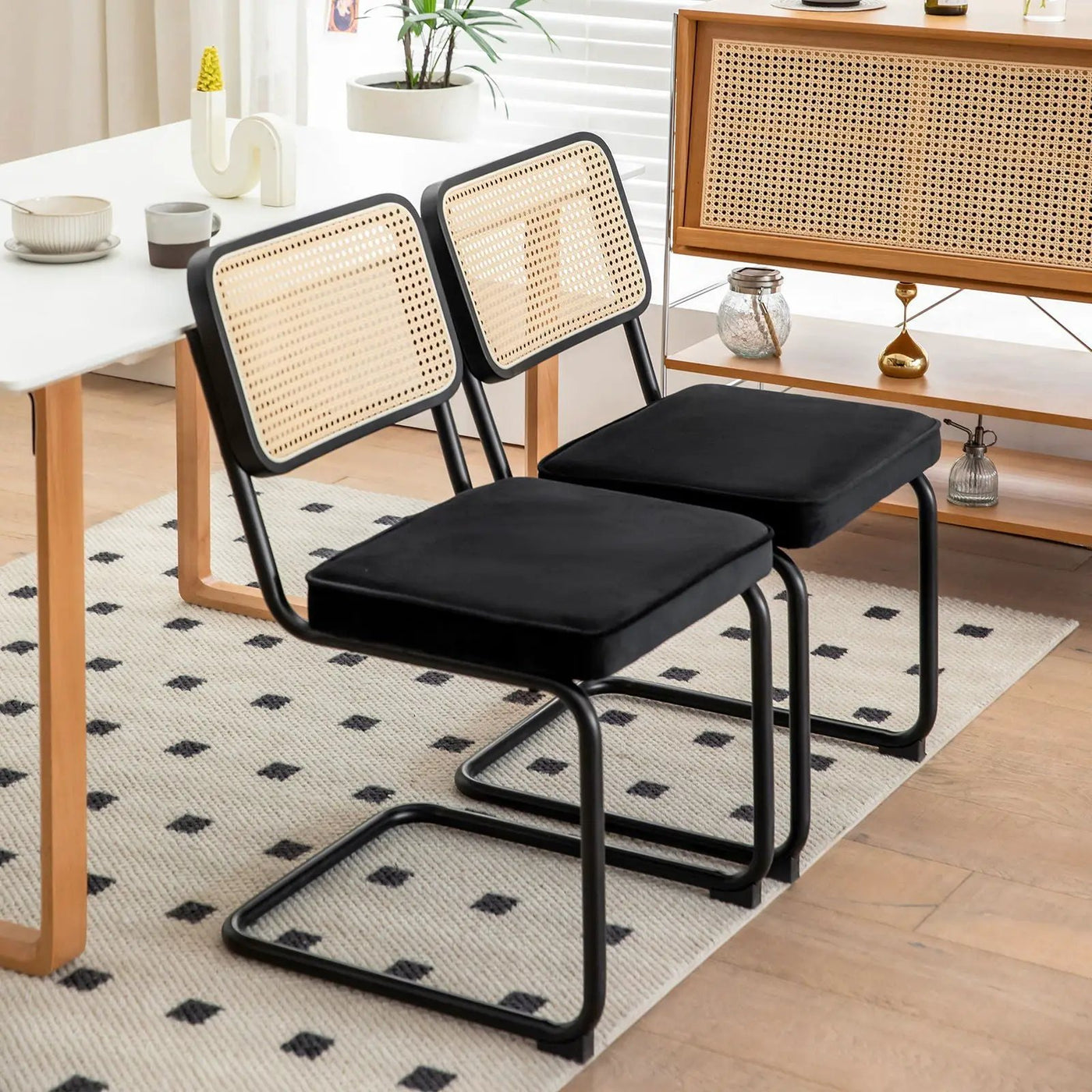 Rattan Side Accent Dining Chairs With Painted Legs (Set of 2) by Unique Piece Furniture