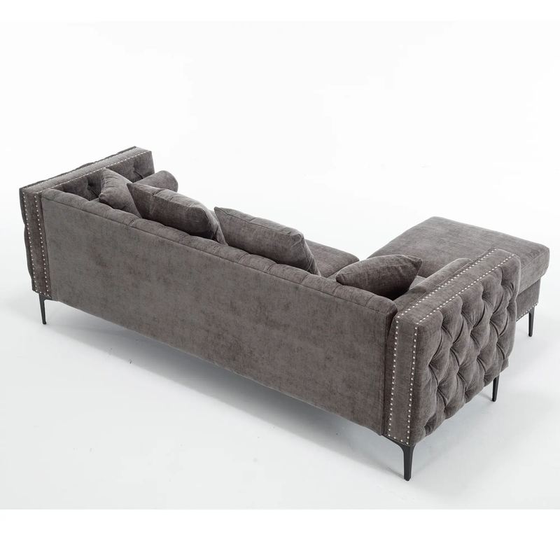 L Shaped Sectional Convertible Sofa with Storage Ottoman and Modern Tufted style by BLAKHOM