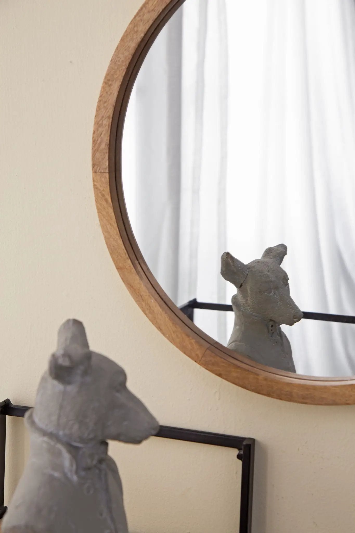 Circle Wall Mirror With Wooden Frame, Wall Mirror For Living Room by Unique Piece Furniture