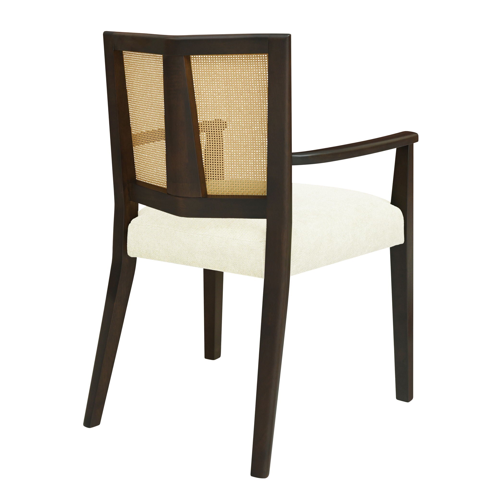Mid Century Modern Arm Dining Chair Set With Rattan Backrest by HouseOfZazla