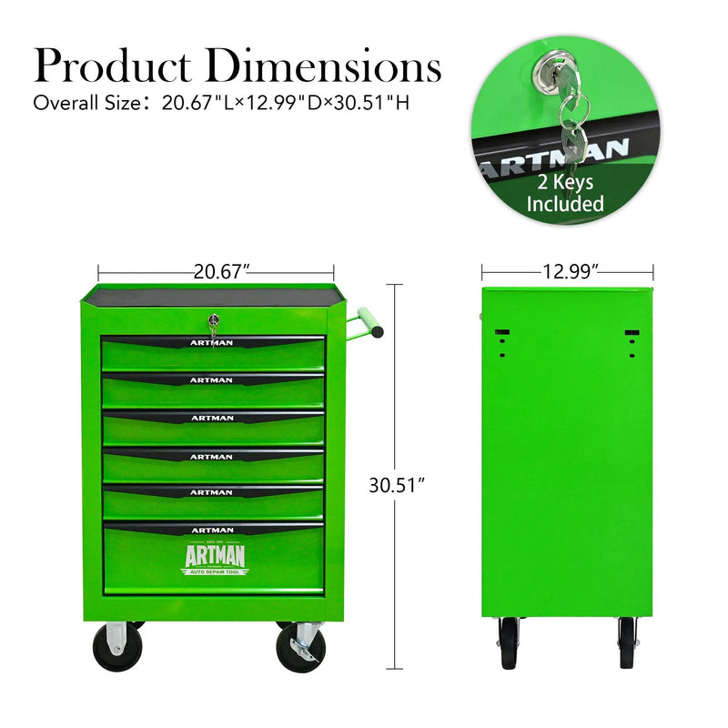 Rolling Metal Tool Chest with 6 Drawers, 20" by HouseOfZazla