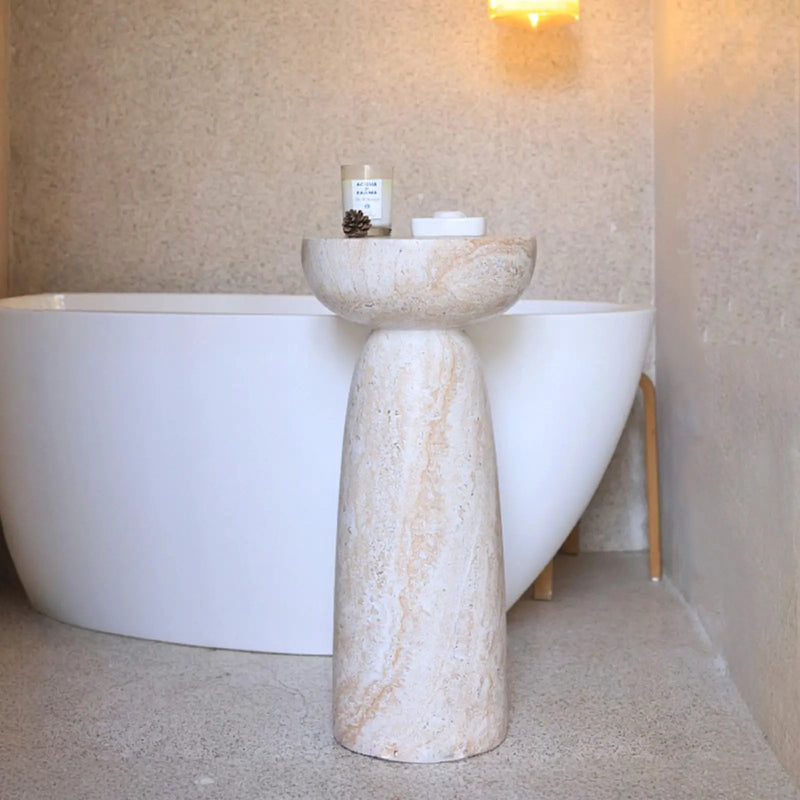 Natural Stone Grain Mushroom Shape Side Table by HouseOfZazla