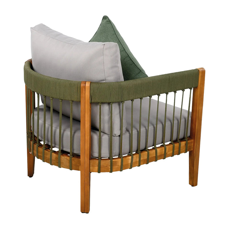 [Set of 2] Acacia Wood Outdoor Club Chair with Rope Accents by HouseOfZazla
