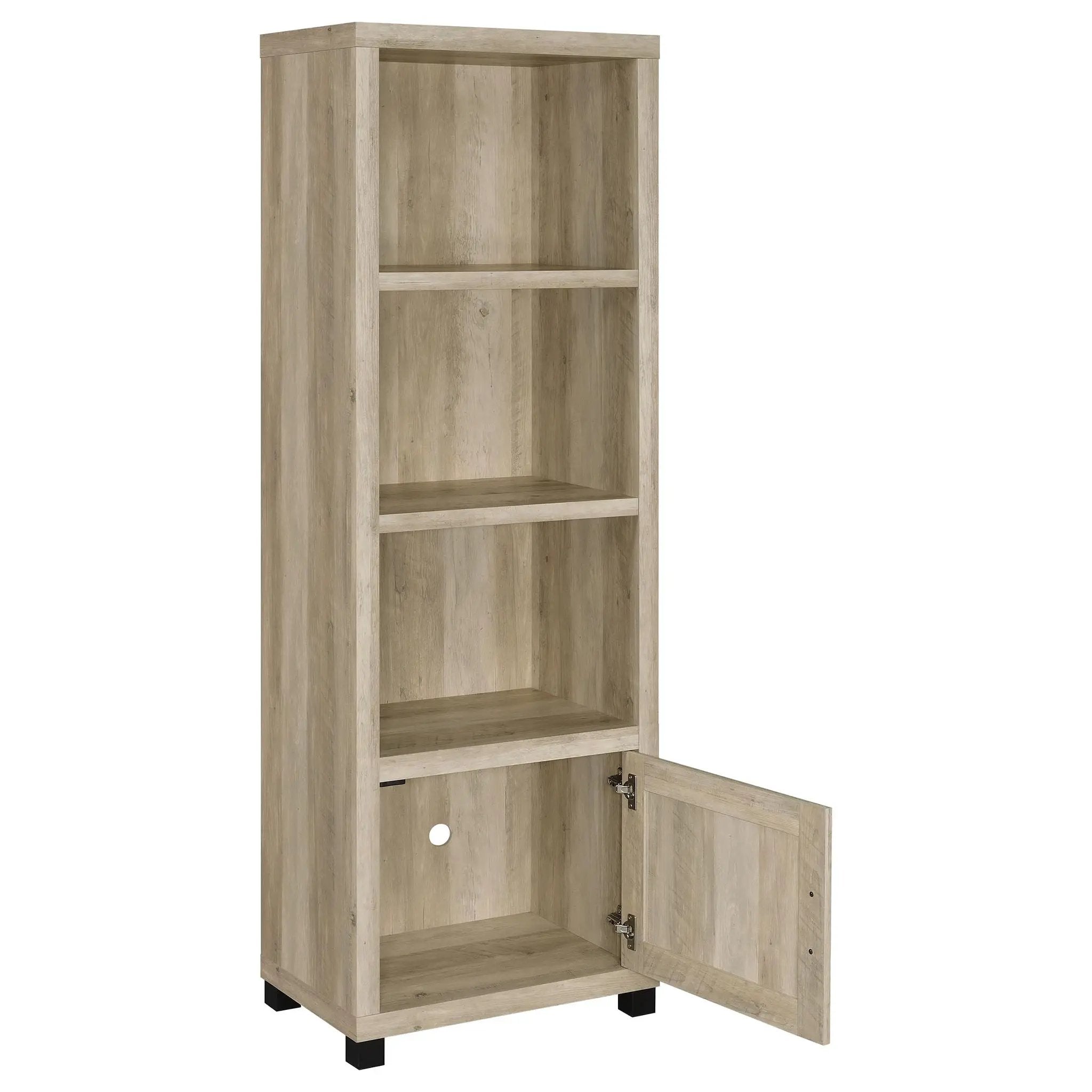 Sachin 3-shelf Engineered Wood Media Tower Distressed Pine by Unique Piece Furniture