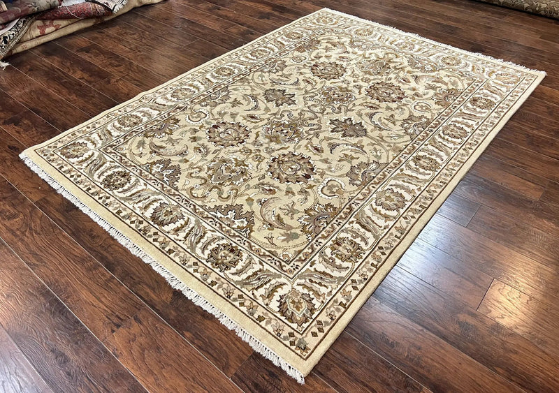 Indo Mahal Rug 6x9, Indian Carpet 6 x 9 ft, Light Green and Ivory, Floral Allover, Wool Oriental Carpet, Traditional Rug, Handmade by Jewel Rugs