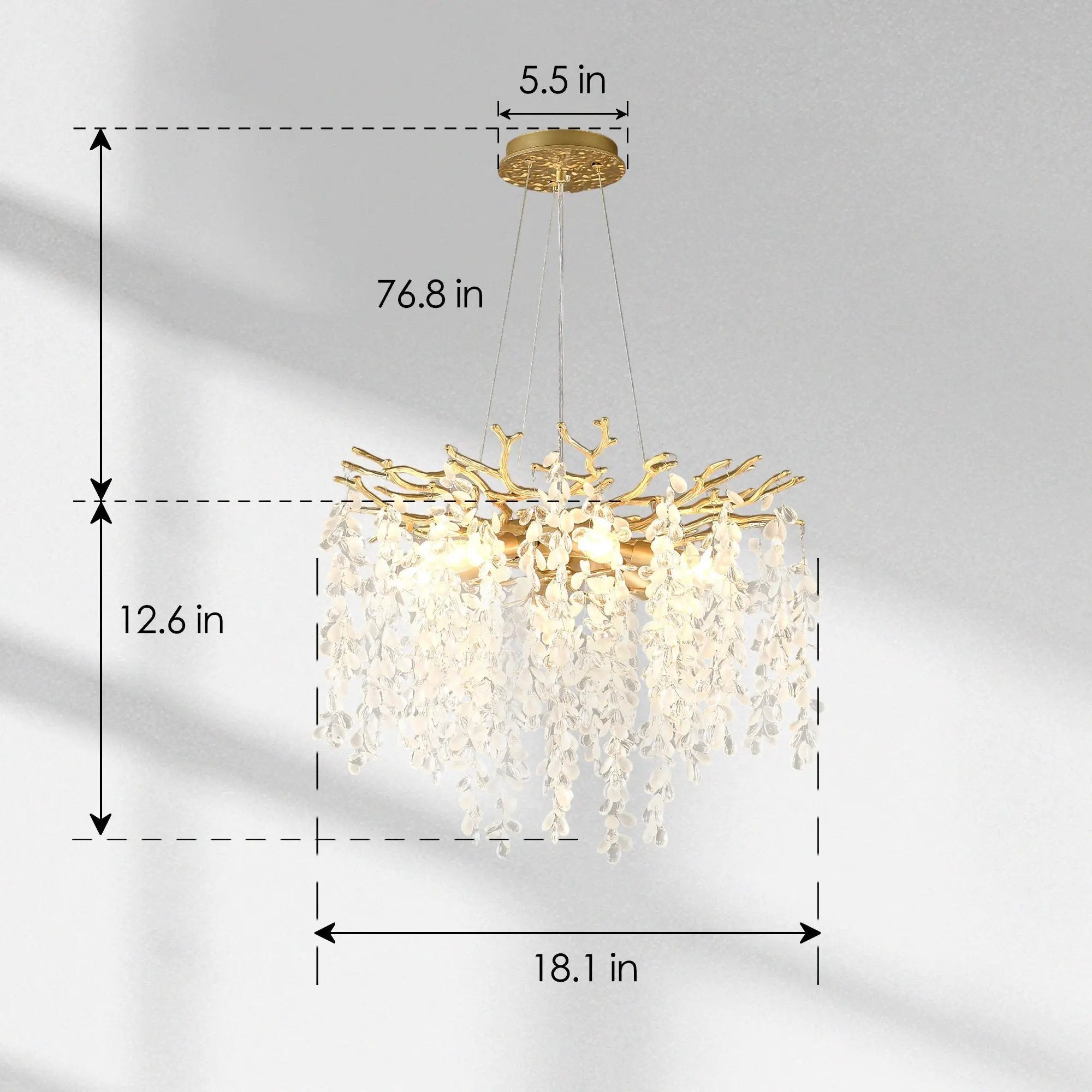 6-Light Chandelier Crystal Ceiling Lamp in Gold by HouseOfZazla