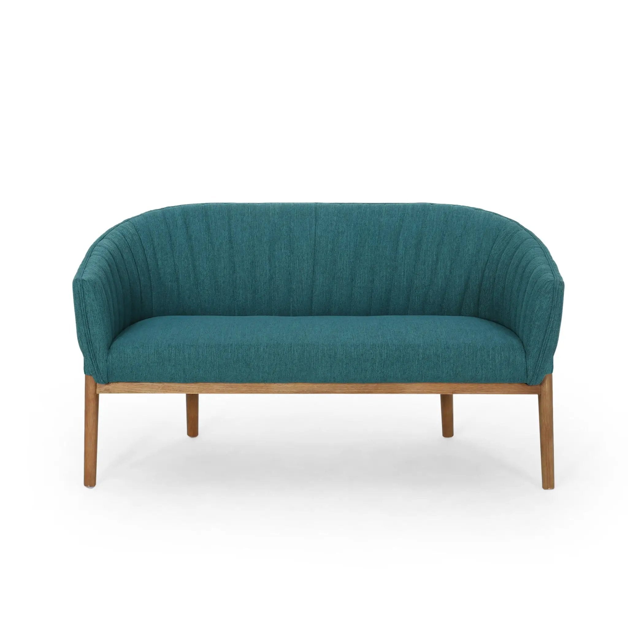 Mid Century Modern Loveseat With Channel Stitched Backrest by HouseOfZazla