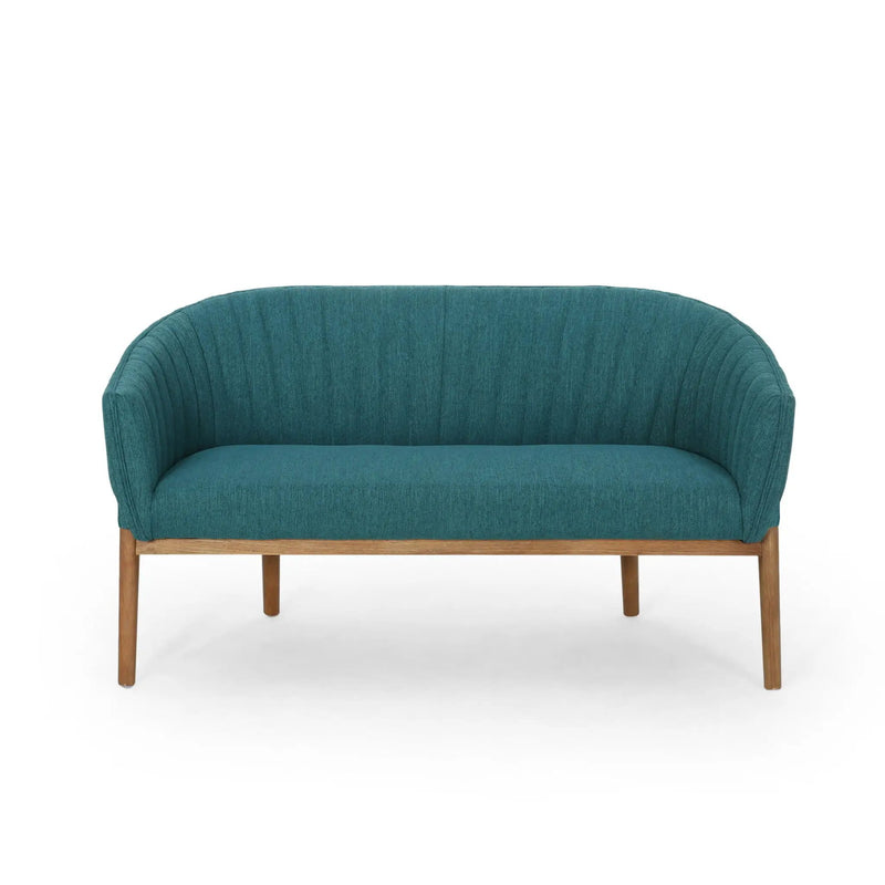 Mid Century Modern Loveseat With Channel Stitched Backrest by HouseOfZazla
