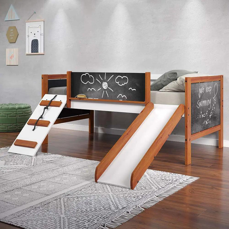 Aurea - Twin Loft Bed With Slide - Cherry Oak & White by Unique Piece Furniture