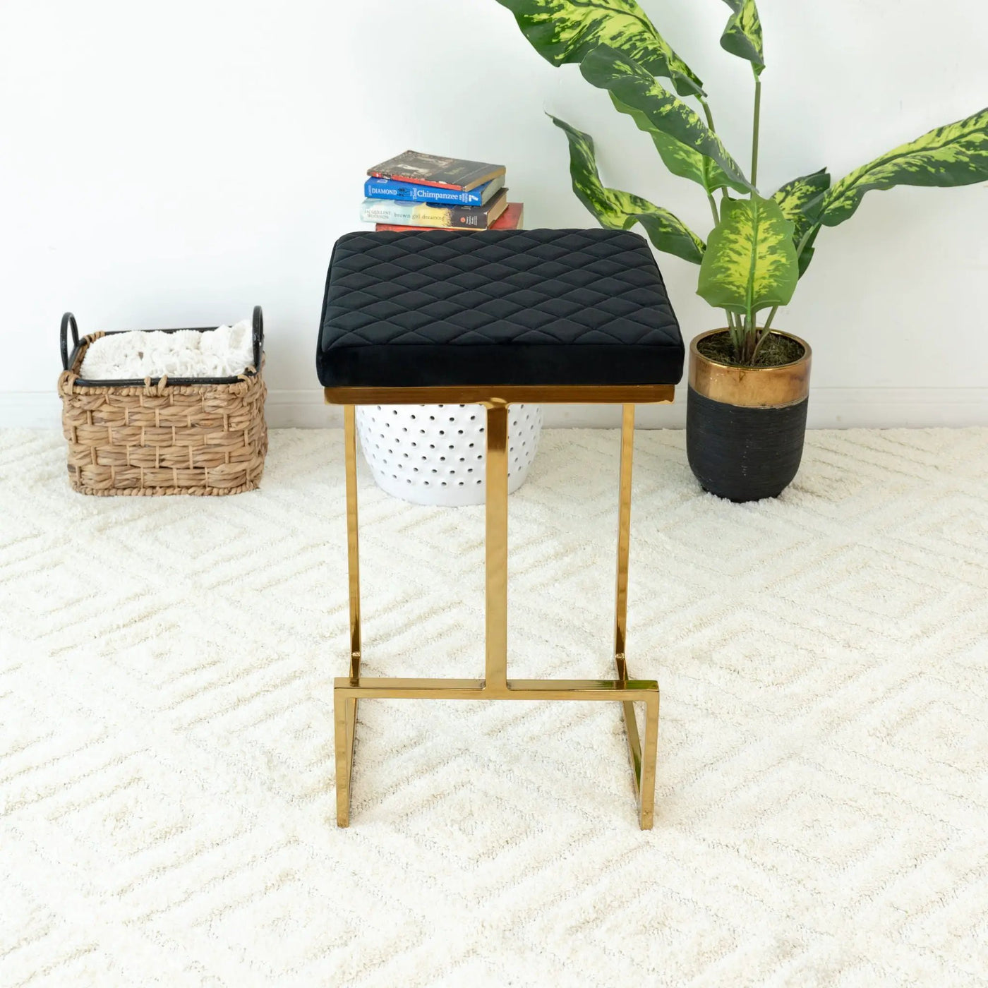 Joel - Mid Century Modern Luxury Upholstered Stool by HouseOfZazla