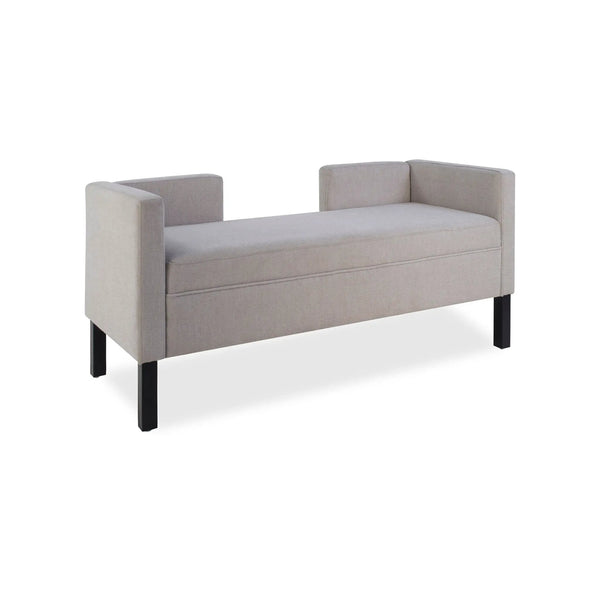 Upholstered Ottoman With 2 Bolster Pillows For Living Room - Gray