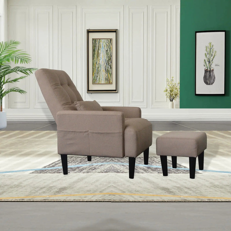 Living Room Sofa Single Chair And Ottoman, Modern Multi-Function Fabric Living Room Sofa Lounge Chair Bed And Stool. Soft Leisure Single Chair Adjustable Into 5 Angles With Sofa Bed by HouseOfZazla