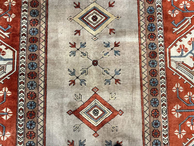 Large Turkish Milas Rug 10x13, Gray, Vintage, Wool on Wool by Jewel Rugs