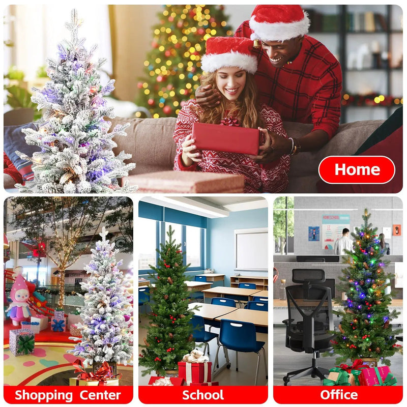 4FT Flocked Christmas Tree with Multicolour LED Lights by HouseOfZazla