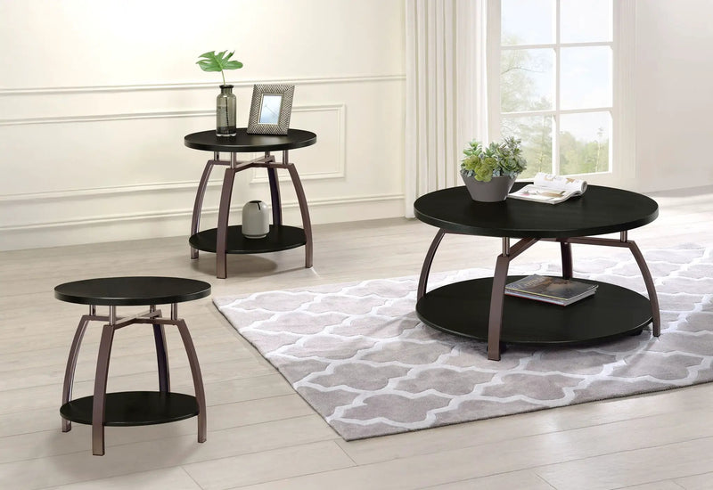 Dacre 3-piece Round Coffee and End Table Set Dark Charcoal by Unique Piece Furniture