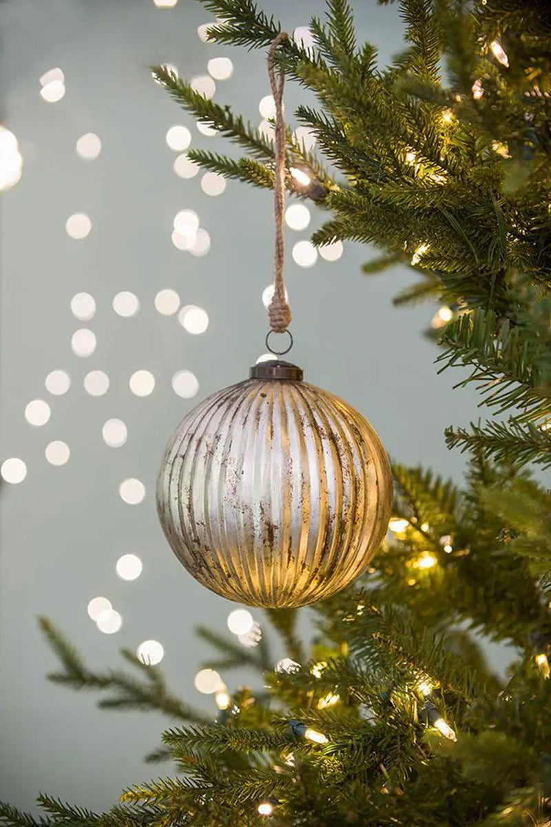 Christmas Ball Ornaments, Glass Decorative Hanging Ball Christmas Tree Ornaments For Holiday Party Decorations (Set of 4) - Silver by Unique Piece Furniture