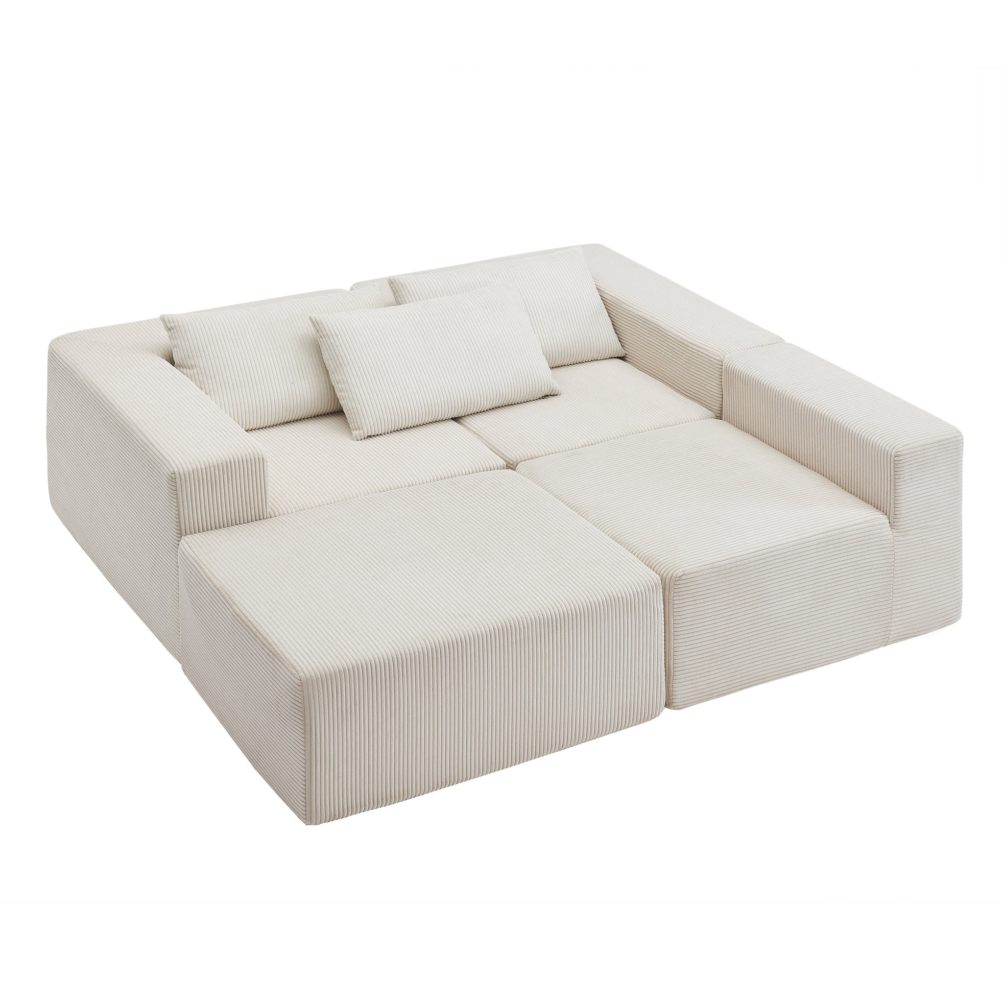 107" Compressed Sectional Sofa (Beige) by HouseOfZazla