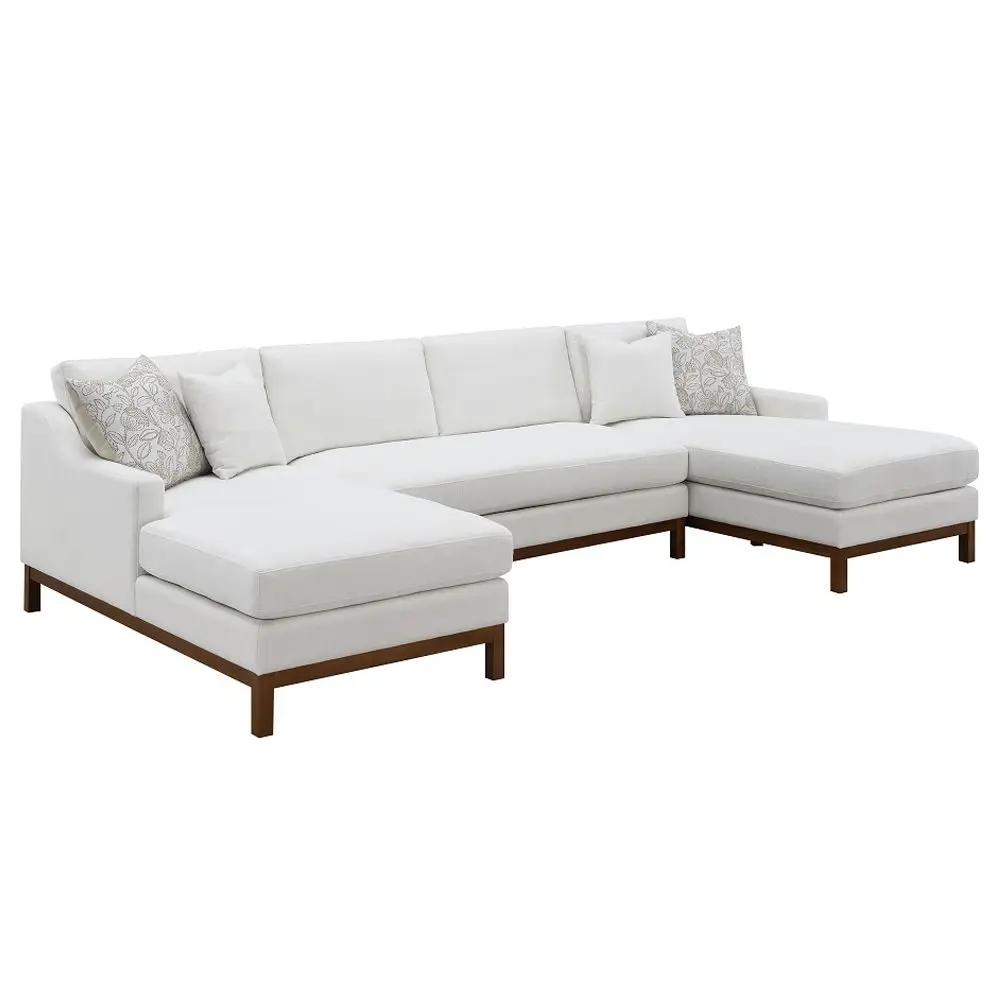 Valiant - Sectional Sofa With 4 Pillows - Ivory Chenille by Unique Piece Furniture