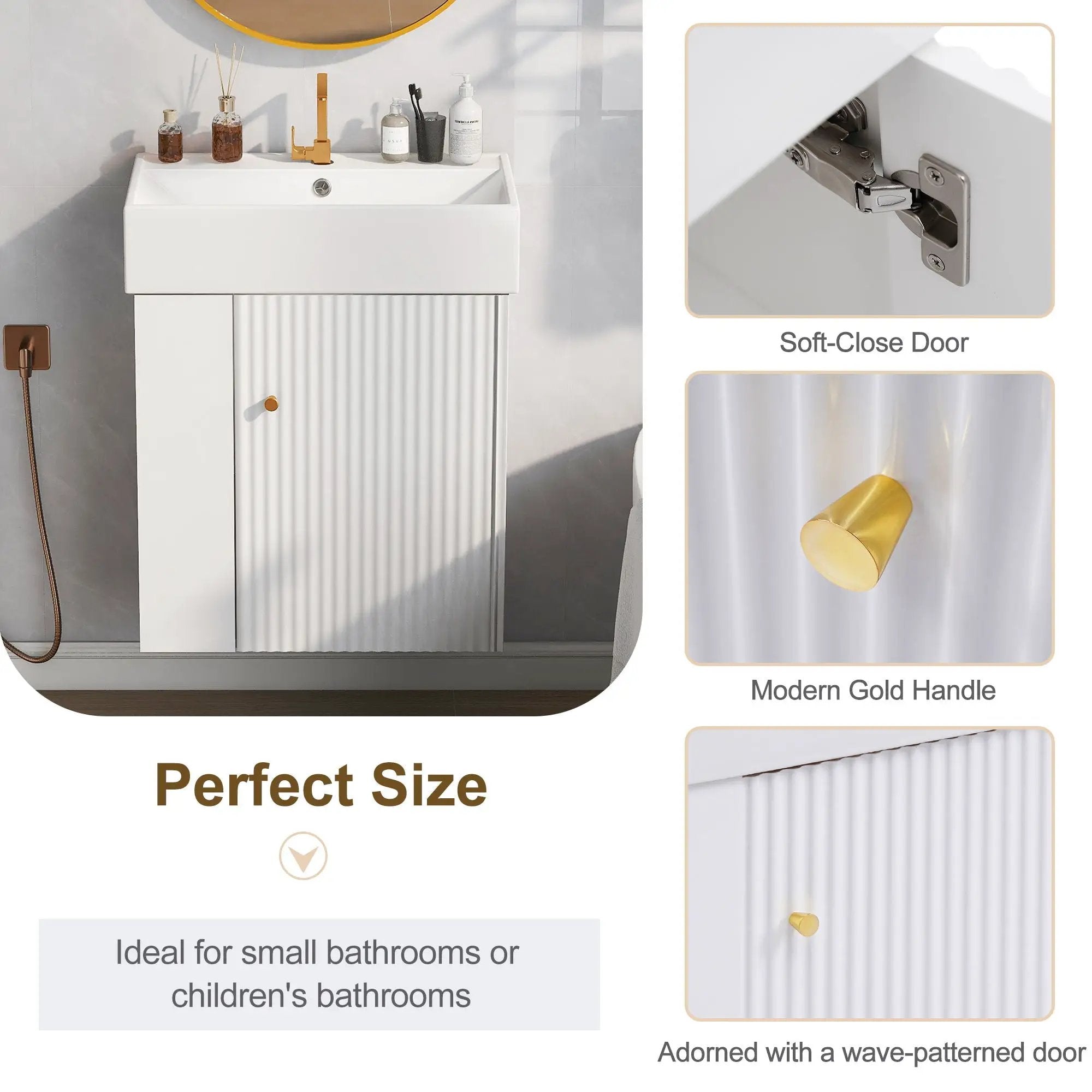 Modern Floating Bathroom Vanity With Ceramic Basin Perfect For Small Bathrooms by Unique Piece Furniture