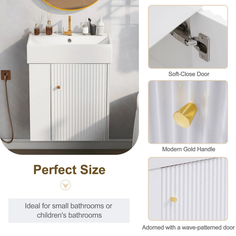 Modern Floating Bathroom Vanity With Ceramic Basin Perfect For Small Bathrooms by HouseOfZazla