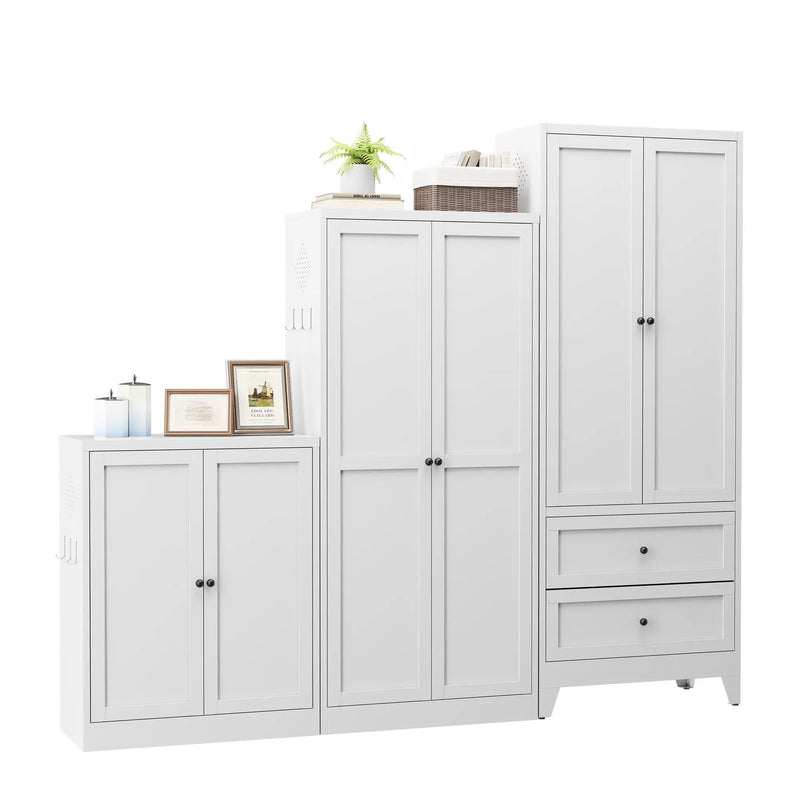 Pantry Cabinet With 2 Drawers, Freestanding Kitchen Storage Cabinet With Adjustable Shelves, Heavy-Duty Organizer For Spices, Dishware, Small Appliances - White by HouseOfZazla