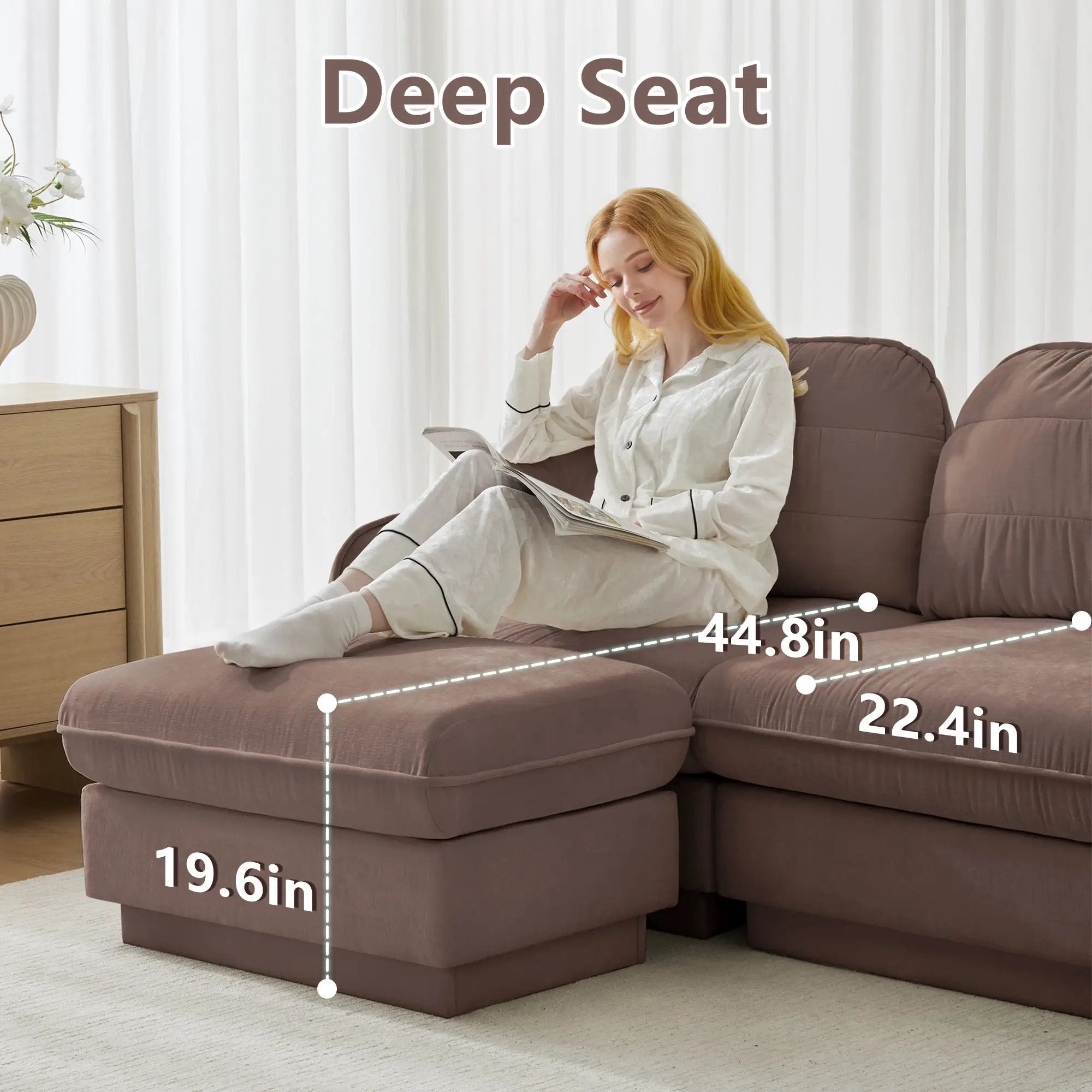 137" Oversize Chenille U-Shaped Sofa by HouseOfZazla