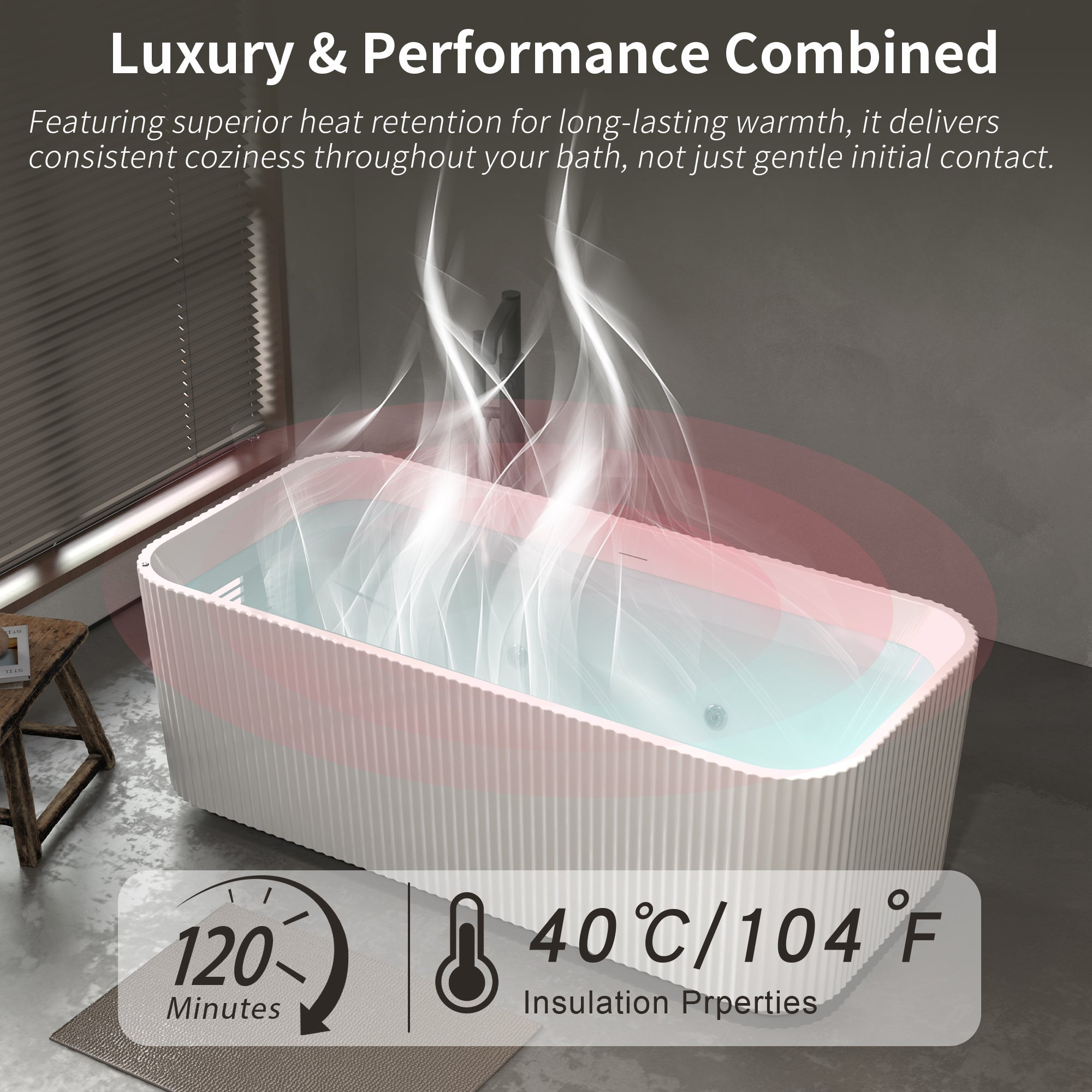 67" Rectangle Linear Acrylic Massage Whirlpool Freestanding Bathtub by HouseOfZazla