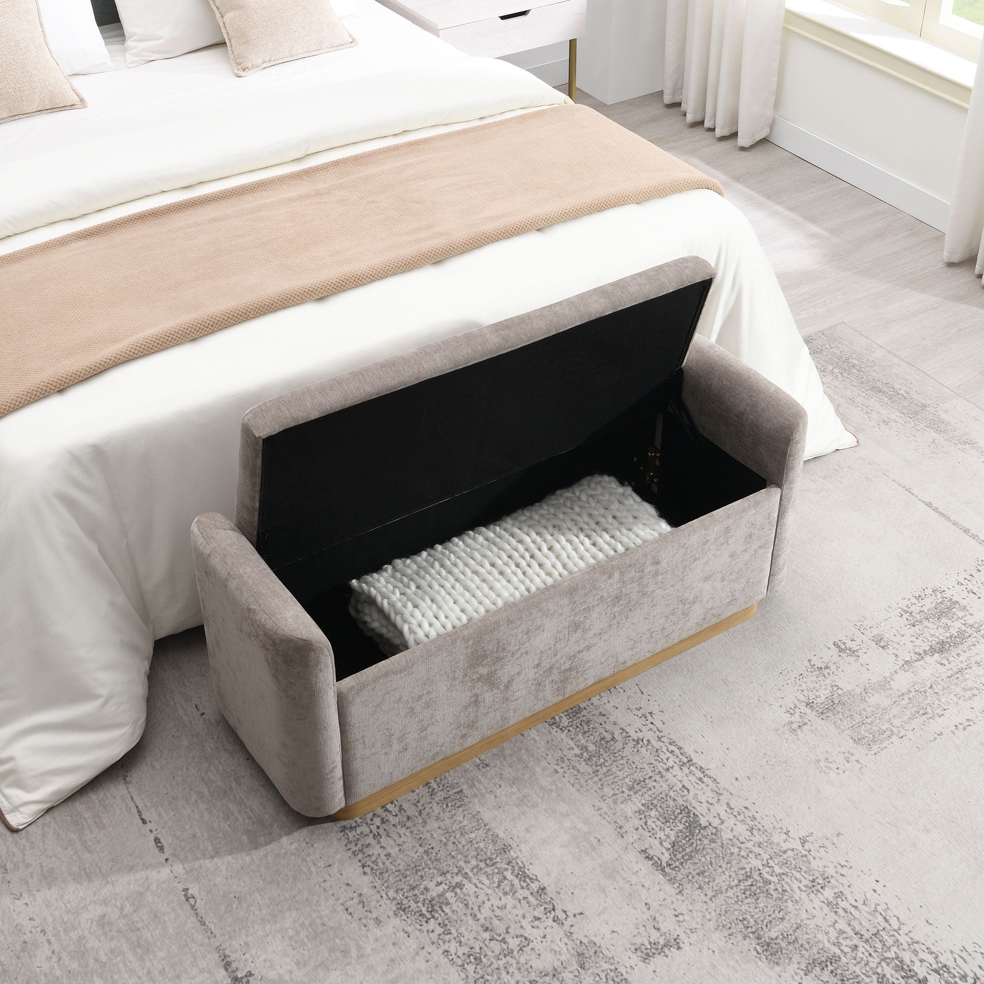 Upholstered Storage Bench With Safety Hinge by HouseOfZazla