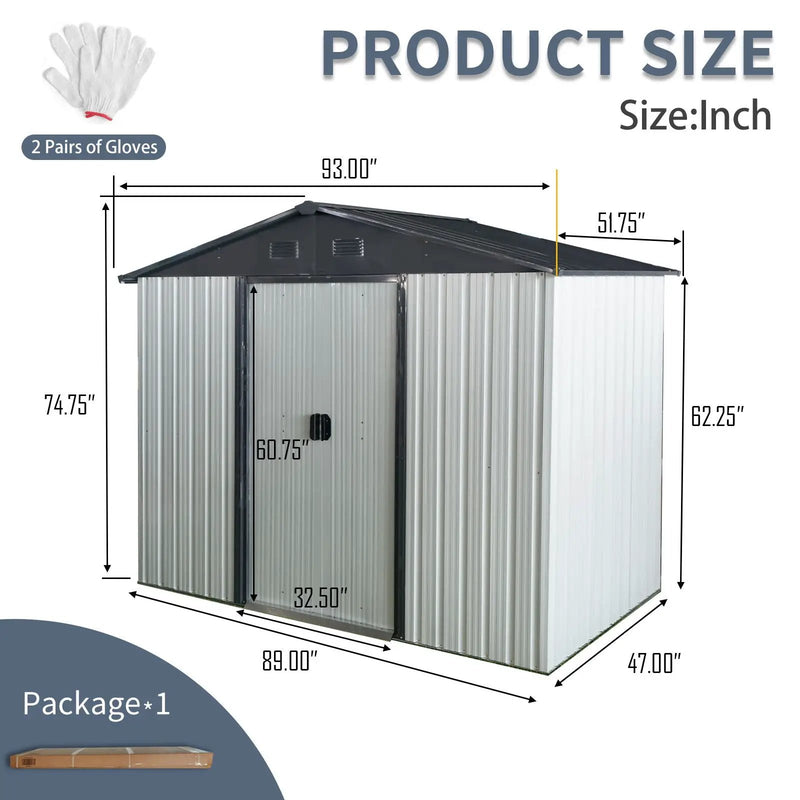 Outdoor Metal Storage Shed With Sliding Door And Foundation For Backyard, Patio, Lawn by HouseOfZazla