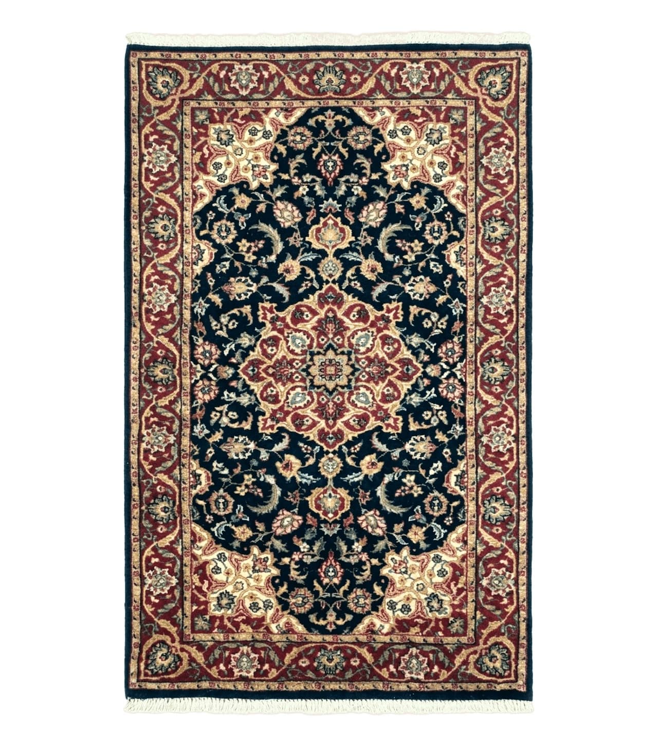 Pak Persian Sarouk Rug 3x5, Navy Blue and Red by Jewel Rugs